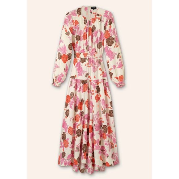 ME+EM Cheesecloth Bali Print Floral Red Pink Cut Out Maxi Long Dress Cotton 4 - Picture 6 of 14